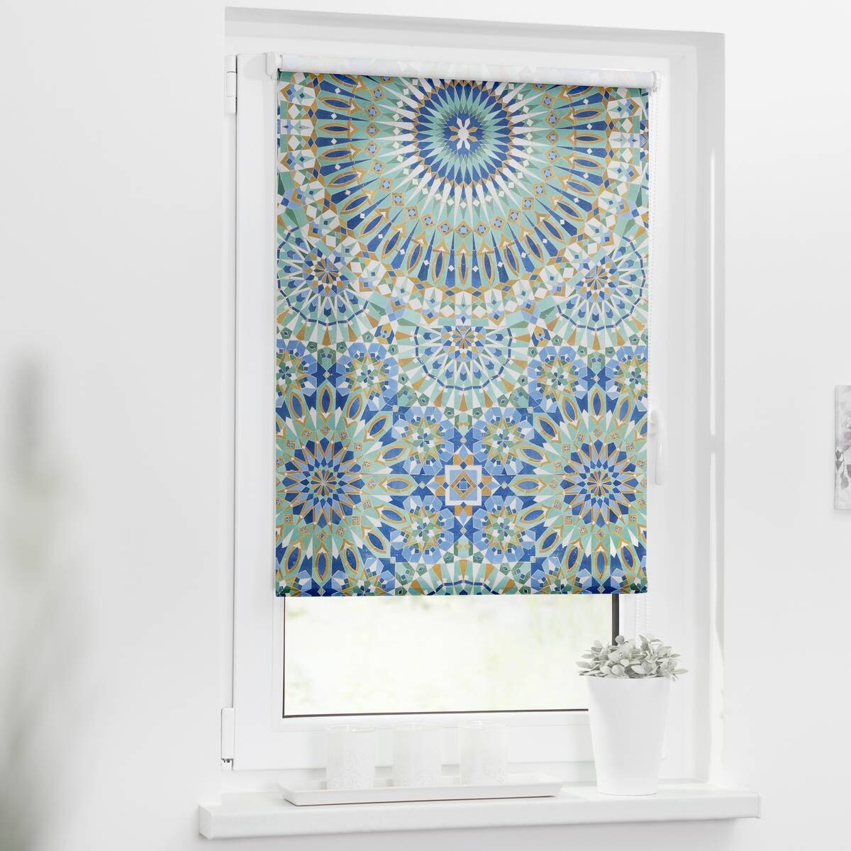 LICHTBLICK Rollo Orientalisch blau B/L: ca. 100x150 cm
