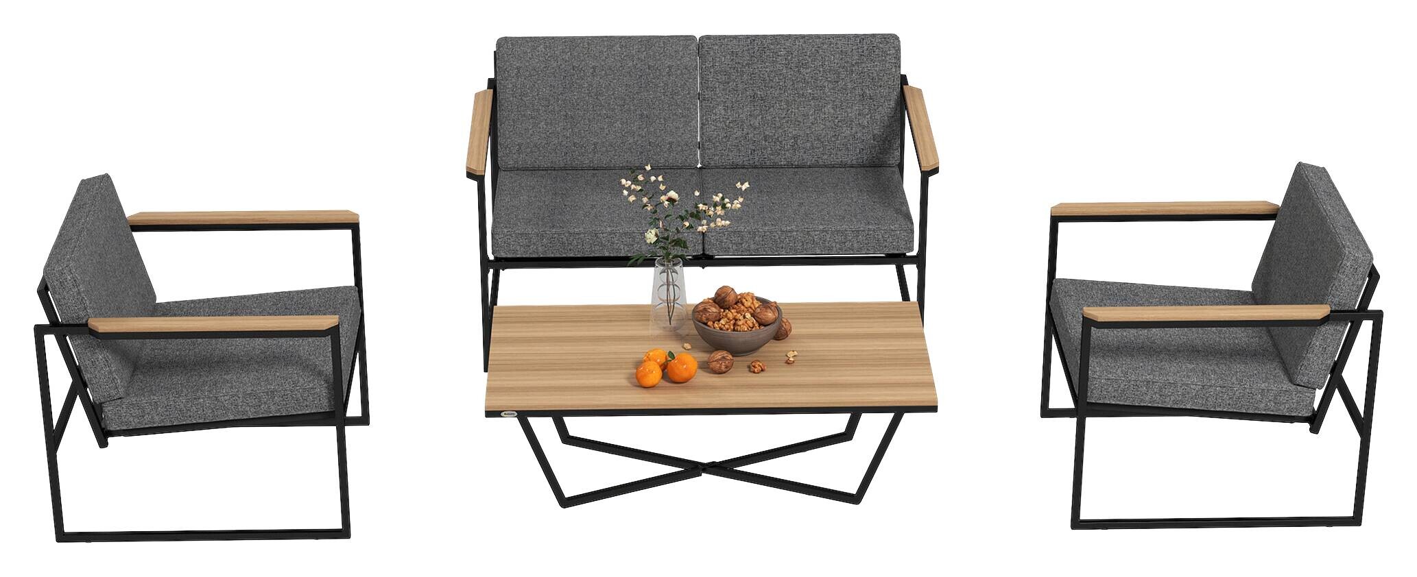 Outsunny Gartenmöbel Set grau Metall B/H/L: ca. 72x69,5x126 cm