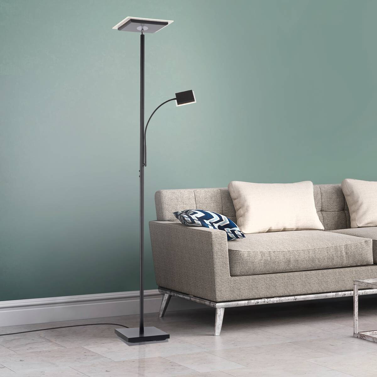 Just Light Stehlampe HANS 11710-18 schwarz Eisen Kunststoff B/H/T: ca. 25x190x25 cm 2 Brennstellen