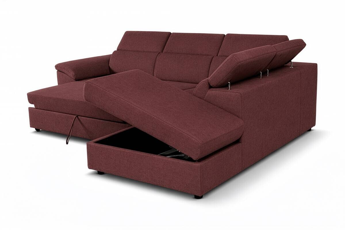 Ecksofa mit Bettfunktion und Bettkasten rostrot Flachgewebe B/H/T: ca. 280x108x235 cm