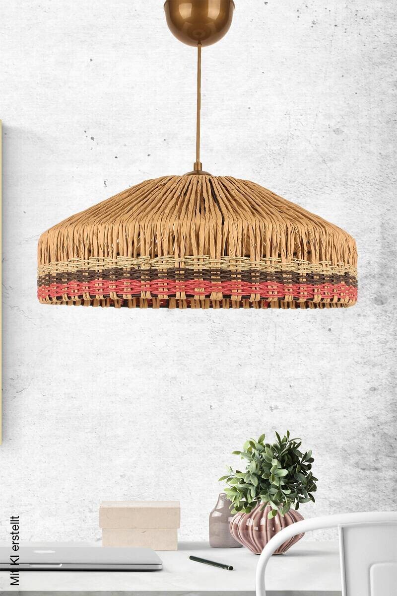 Opviq Pendelleuchte beige Metall B/H/T/L/D: ca. 38x55x38x38x38 cm E27 1 Brennstellen