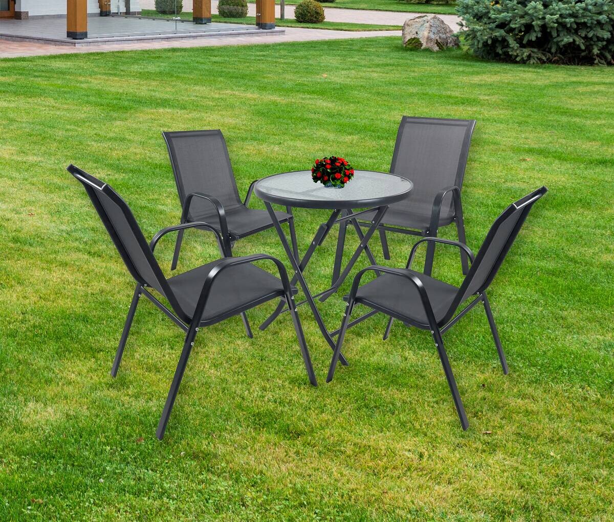 VCM Gartensitzgruppe Sonlas anthrazit Glas B/H/L: ca. 56x89x73 cm