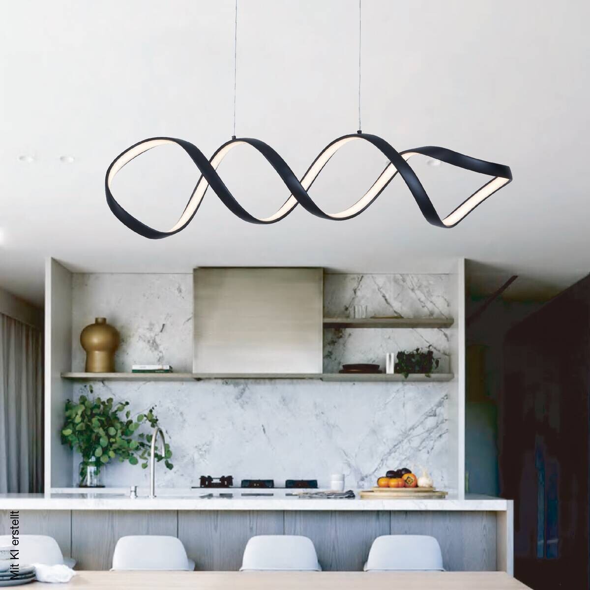 POCOline LED-Pendelleuchte Malte mattschwarz Metall B/H/L: ca. 18x120x107 cm