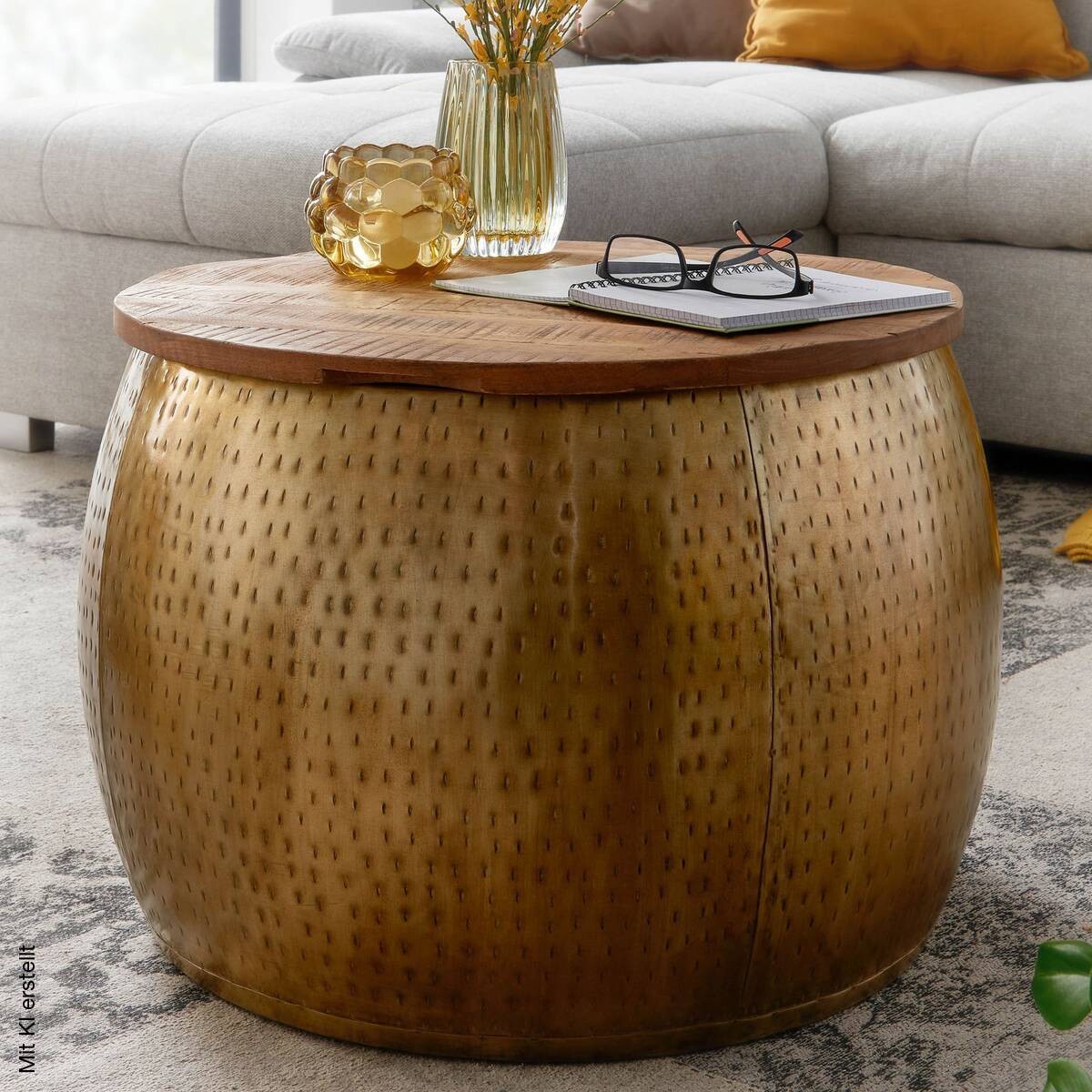 Couchtisch gold braun B/H/T: ca. 60x40x60 cm