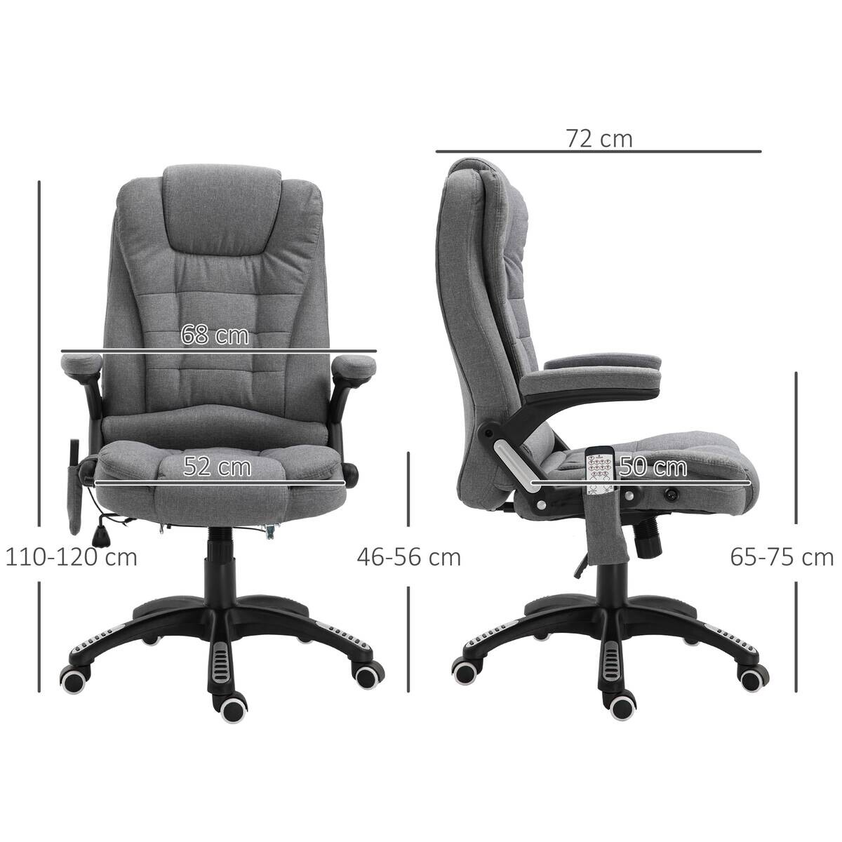 Vinsetto Massagestuhl dunkelgrau B/H/L: ca. 72x68x120 cm