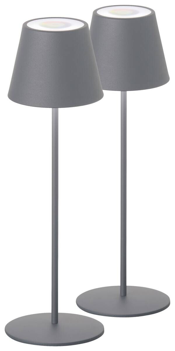 easy! by FHL Tischleuchte 850342 Cosenza grau Metall H/D: ca. 38x12 cm 1 Brennstellen