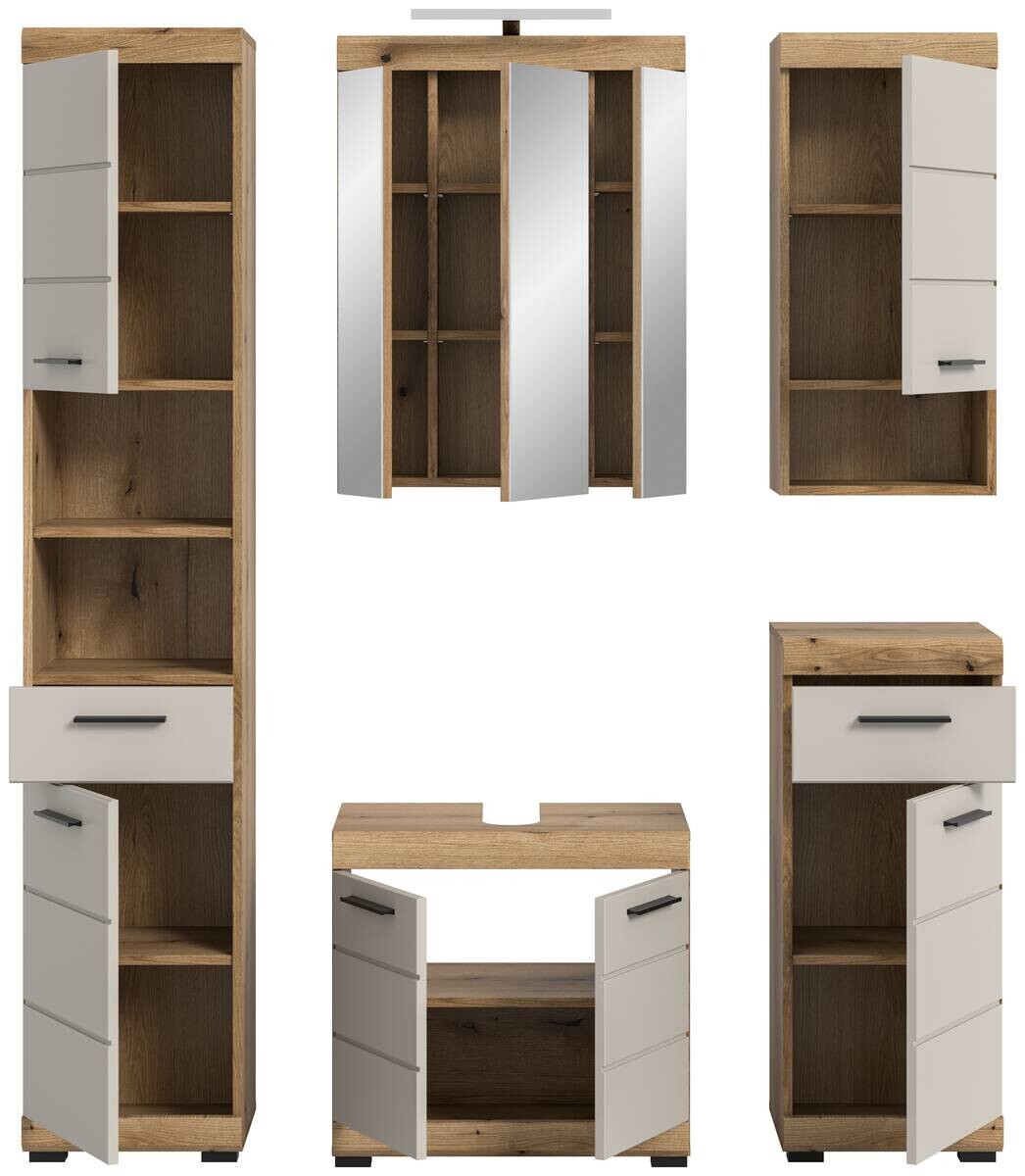 Badezimmer-Set Scout Evoke Oak Nachbildung Kaschmirgrau Nachbildung B/H/T: ca. 164x191x34 cm