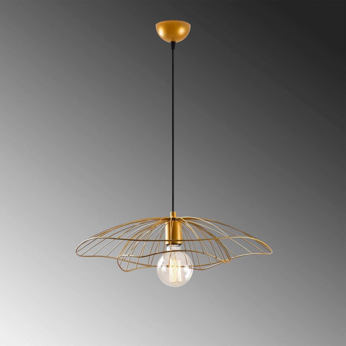 Opviq Pendelleuchte Tel gold Metall B/H/T/L/D: ca. 50x111x50x50x50 cm E27 1 Brennstellen