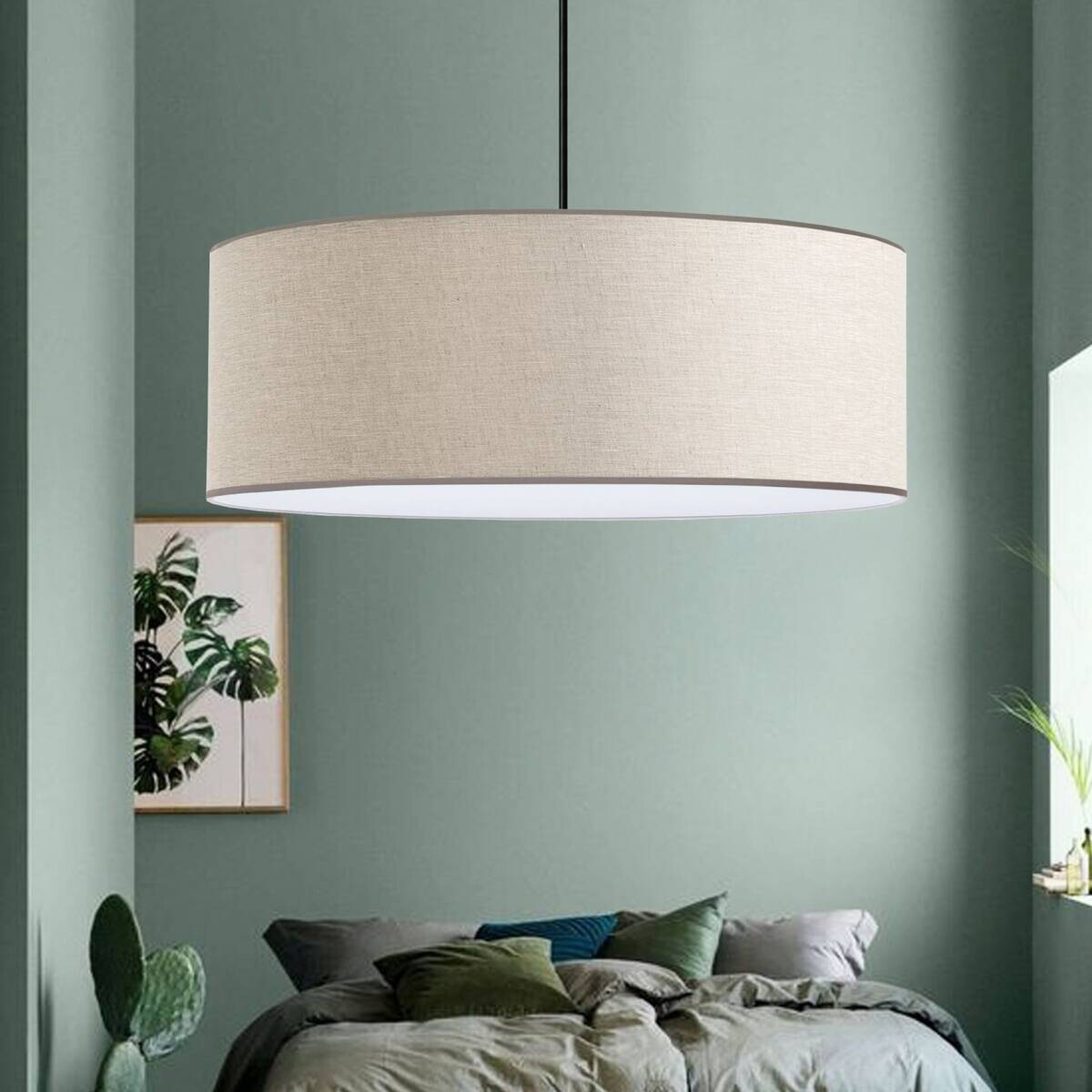 Opviq Pendelleuchte creme Stoff B/H/T/L/D: ca. 52x70x52x52x52 cm E27 1 Brennstellen