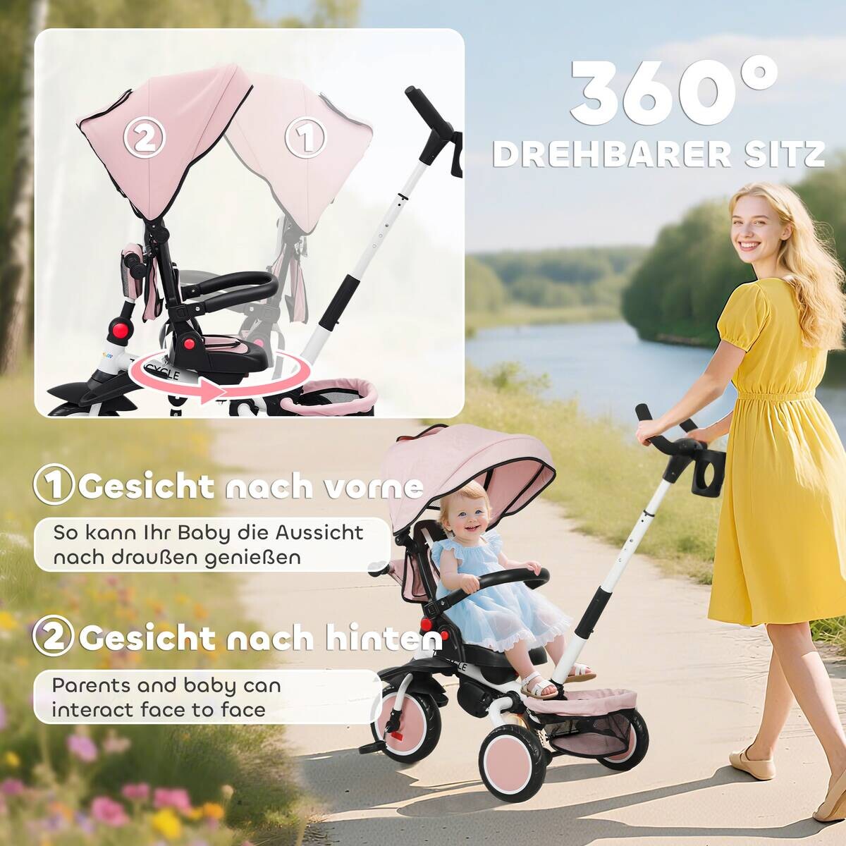 AIYAPLAY Kinderdreirad rosa B/H/L: ca. 52x98x111,5 cm