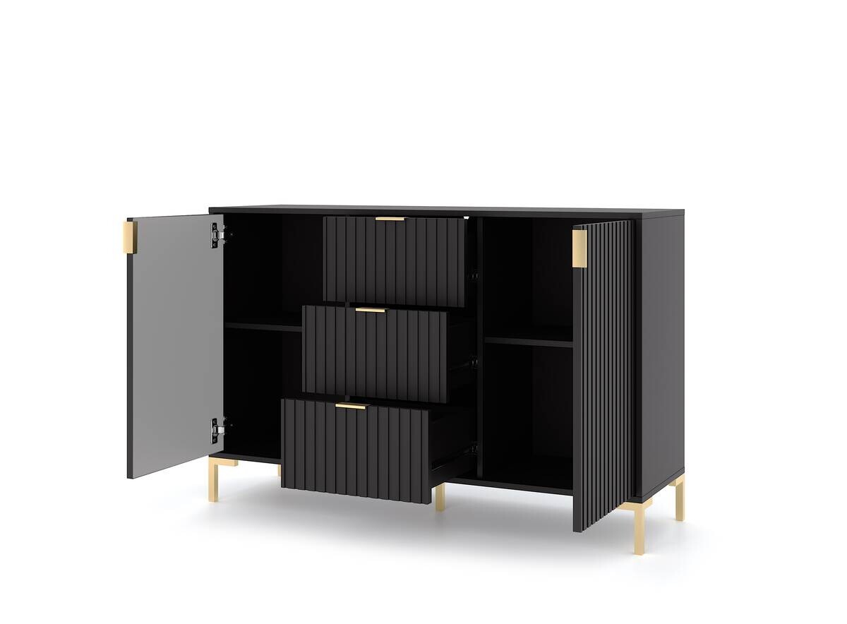 Kommode FLINN schwarz B/H/T: ca. 130,5x85,8x40 cm