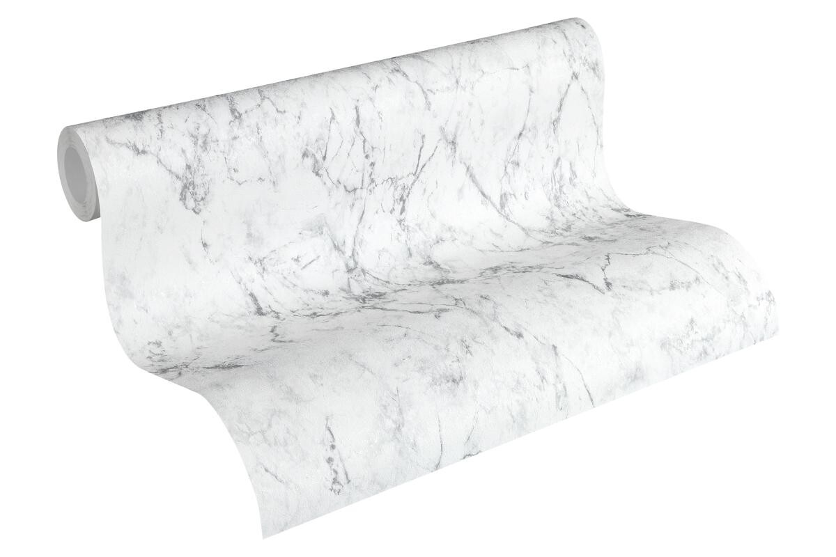 Vliestapete Marmor weiß grau B/L: ca. 53x1005 cm