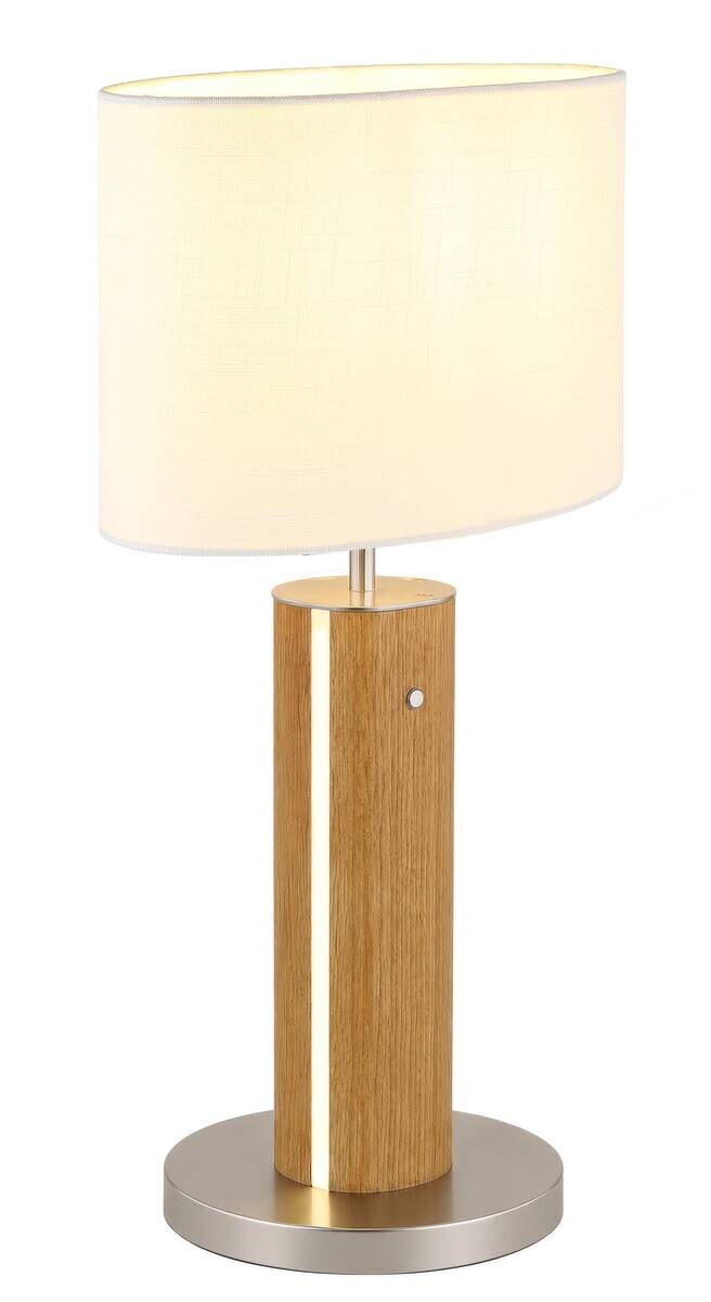 LED-Tischleuchte Jona weiß braun Glas Metall Textil H/D: ca. 55x28 cm 1 Brennstellen