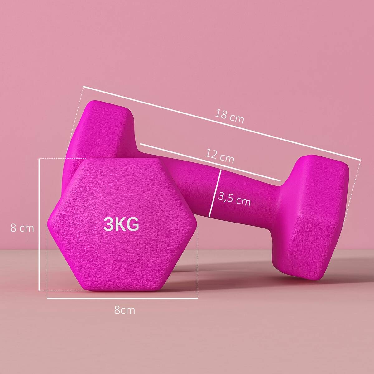 SPORTNOW Kurzhantel rosa Metall B/H/L: ca. 8x8x18 cm
