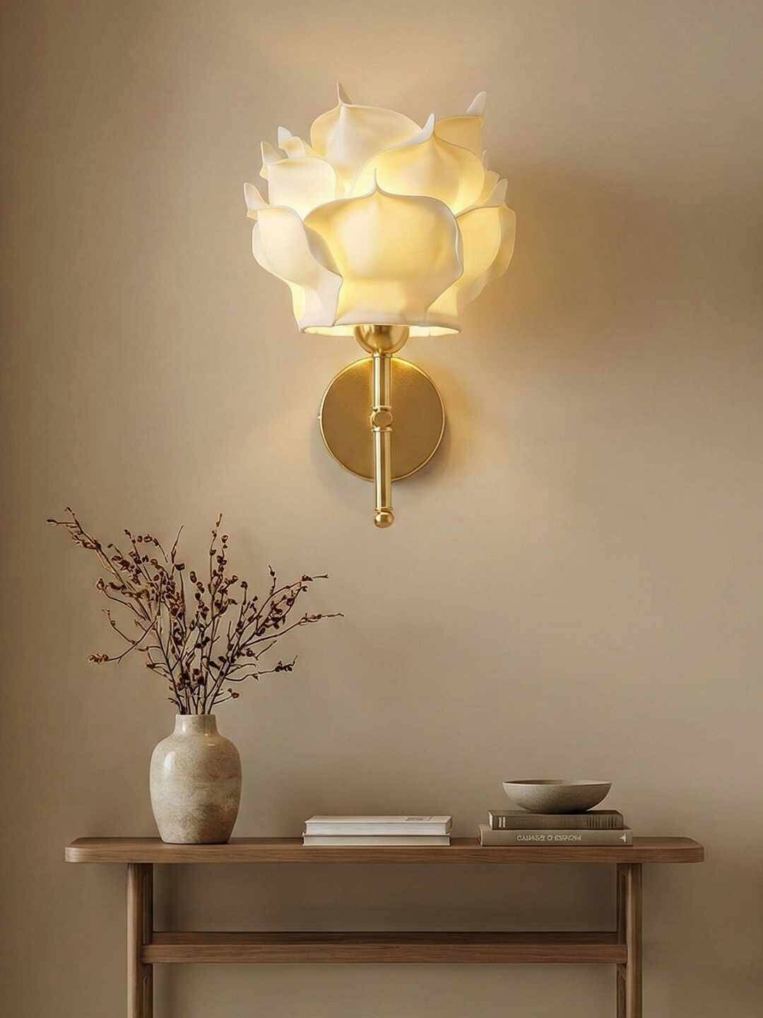 Opviq Wandleuchte gold beige Metall B/H/T/L/D: ca. 24x40x24x24x24 cm 1 Brennstellen