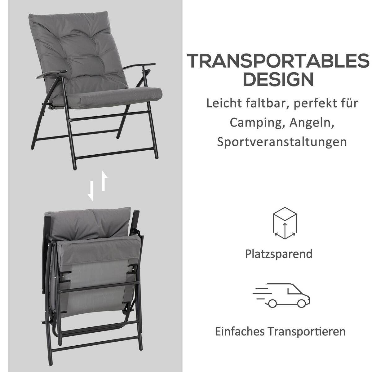 Outsunny Campingstuhl grau Metall B/H/L: ca. 65x94x65 cm