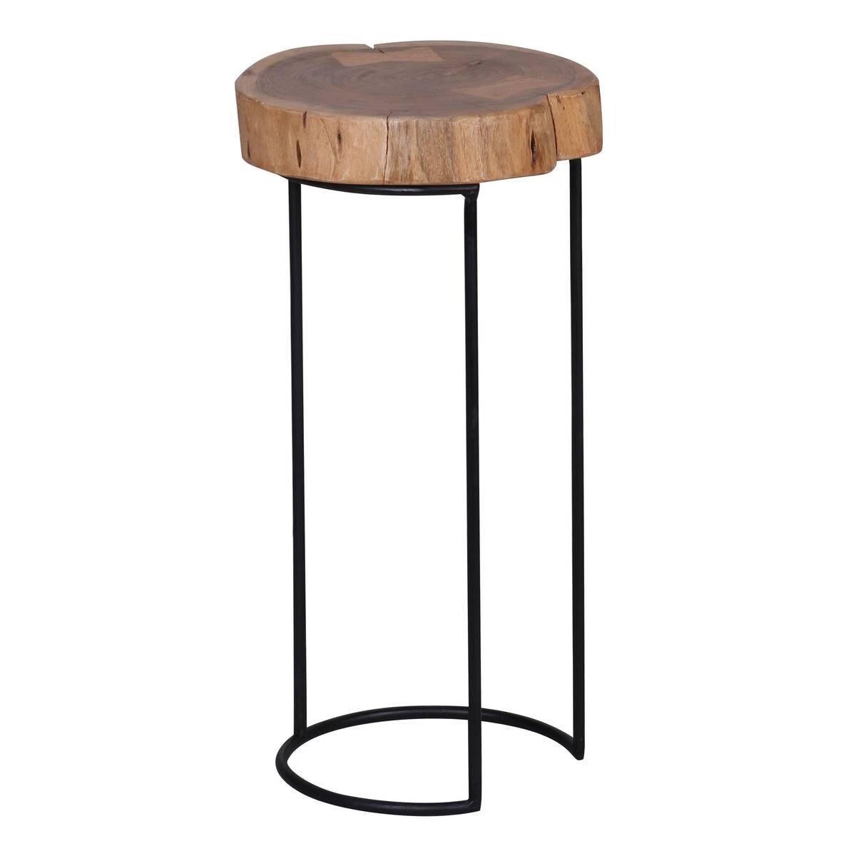 Beistelltisch natur schwarz Akazie Metall B/H/T: ca. 28x55x28 cm