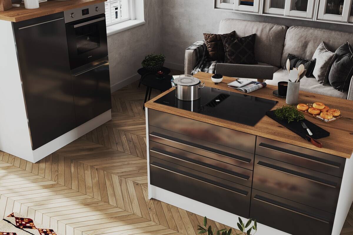 Respekta Inselküche Gabriel grau matt B/H/T: ca. 320x200x60 cm