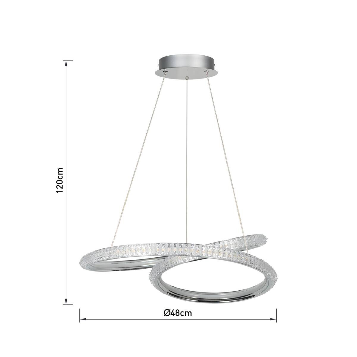 POCOline LED-Pendelleuchte Giorgia Chrom Acryl Metall H/D: ca. 120x45 cm