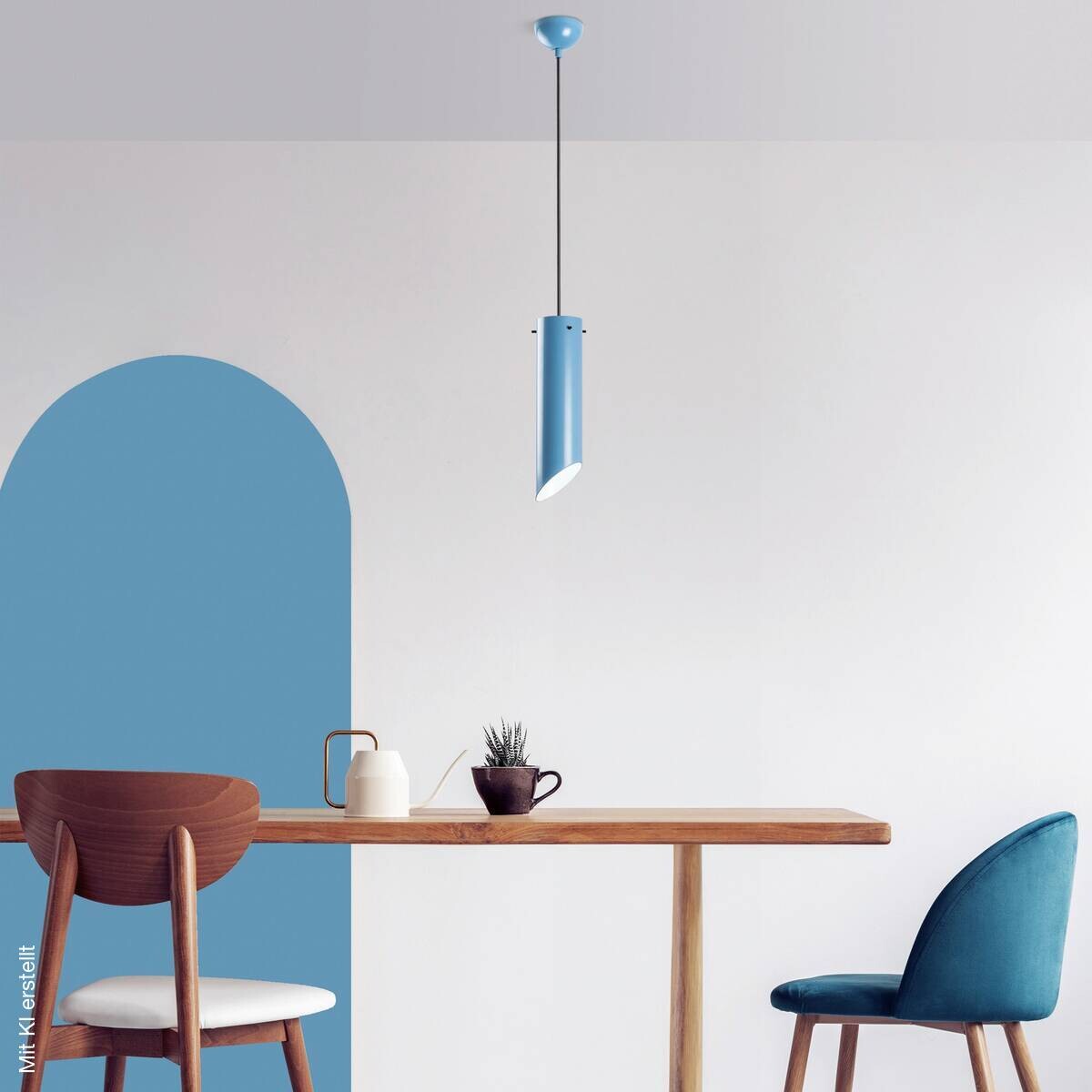 Opviq Pendelleuchte blau B/H/T: ca. 8x114x8 cm E27 1 Brennstellen