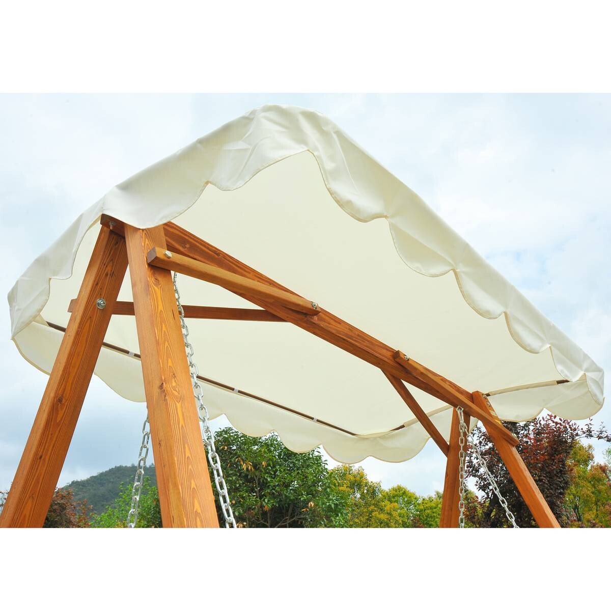 Outsunny Hollywoodschaukel natur Metall B/H/L: ca. 130x185x205 cm