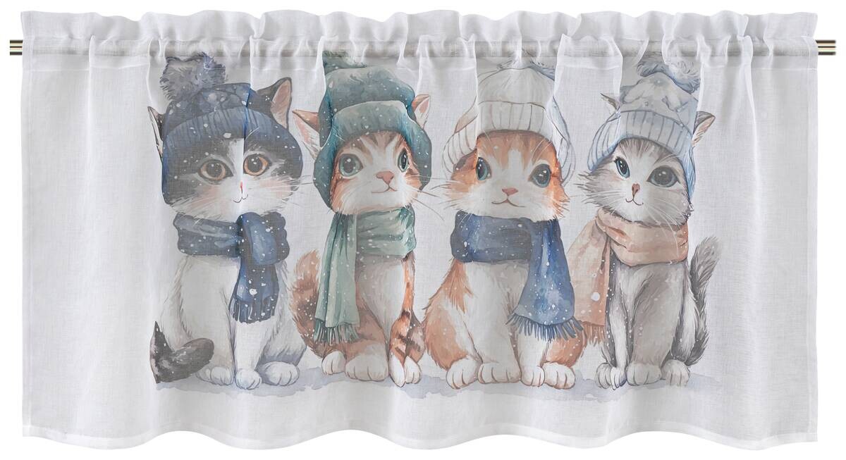 POCOline Scheibengardine Katzen sand B/L: ca. 140x50 cm