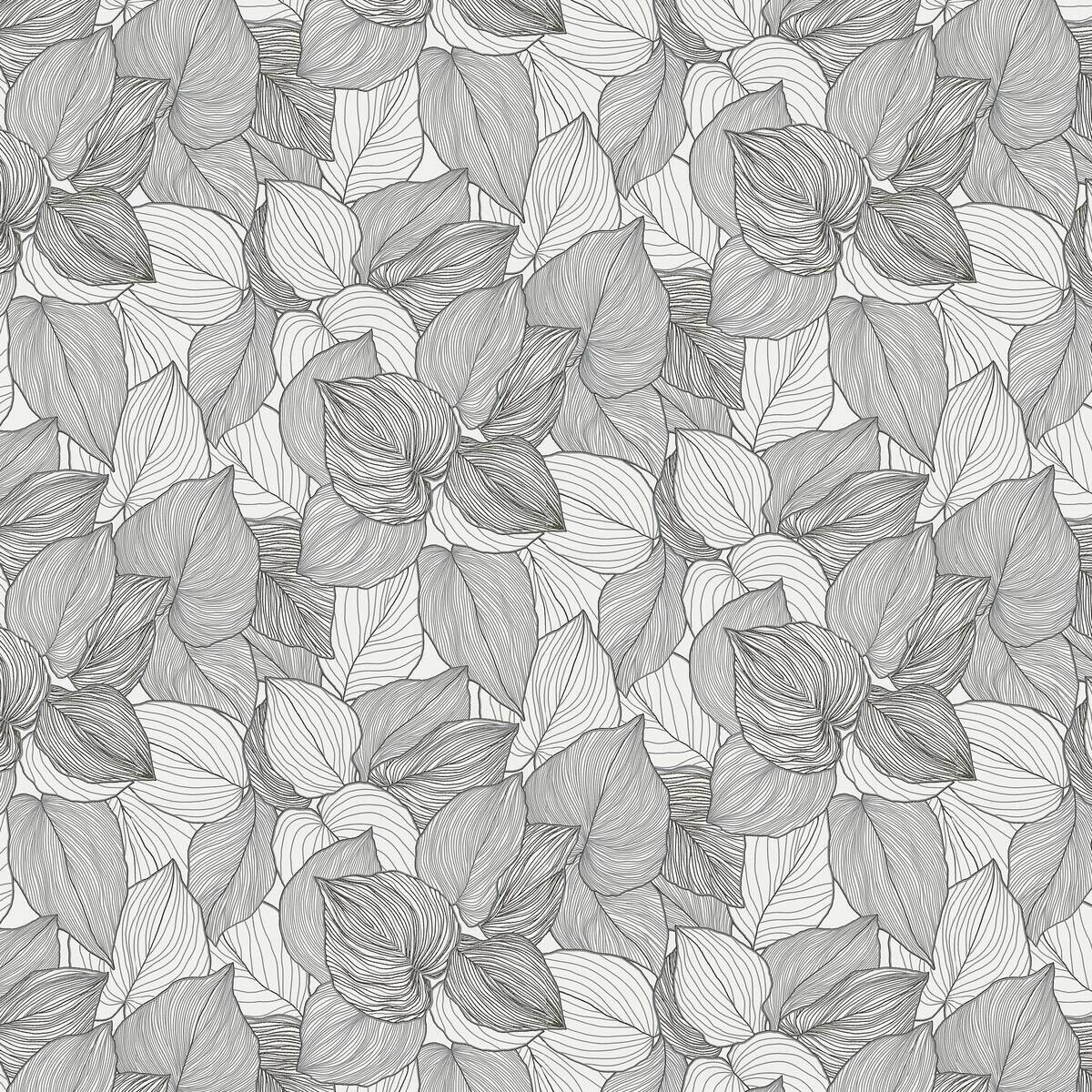 Erismann Vliestapete Blätter weiß schwarz B/L: ca. 53x1005 cm