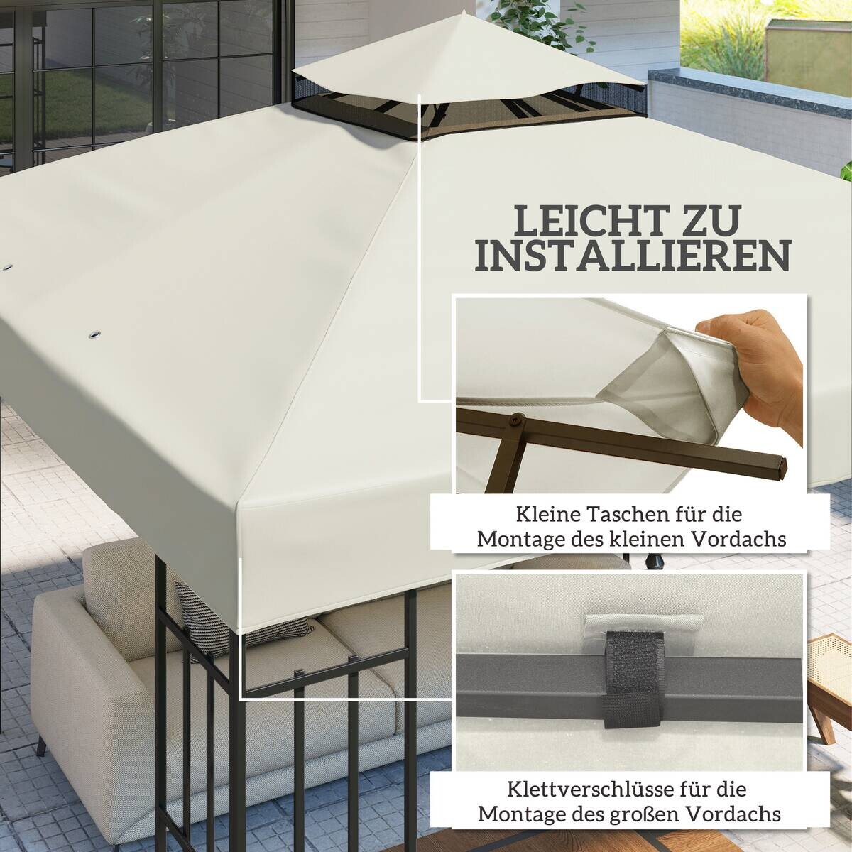Outsunny Pavillondach hellgrau Polyester B/H/L: ca. 300x1x300 cm