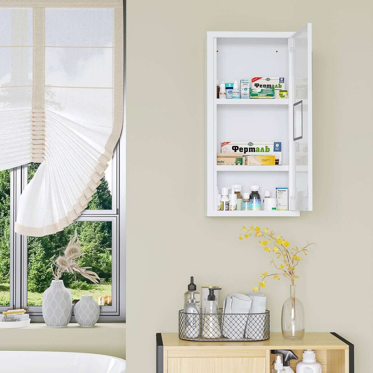 Medizinschrank weiß Edelstahl B/H/L: ca. 12x30x60 cm