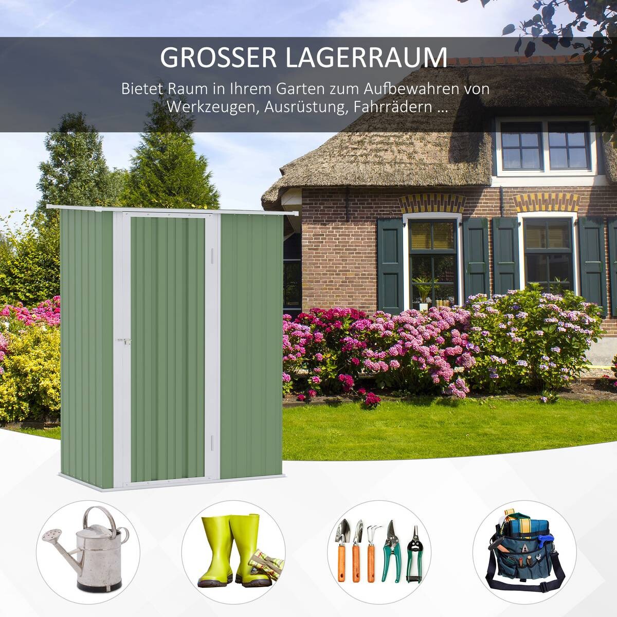 Outsunny Gartenhaus grün B/H/L: ca. 84x189x142 cm