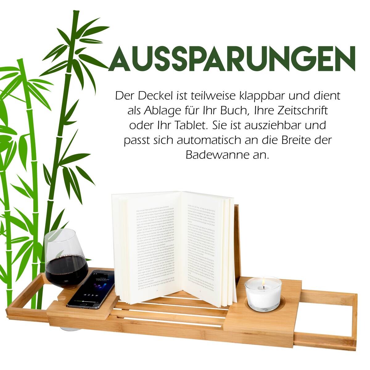 Badewannenablage natur Bambus B/L: ca. 92x18 cm