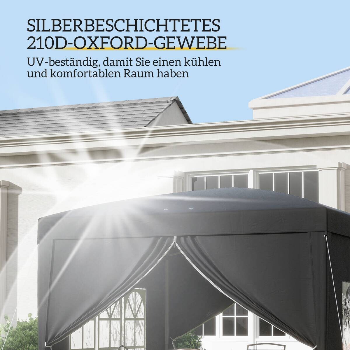 Outsunny Pavillon schwarz Stahl B/H/L: ca. 295x258x295 cm