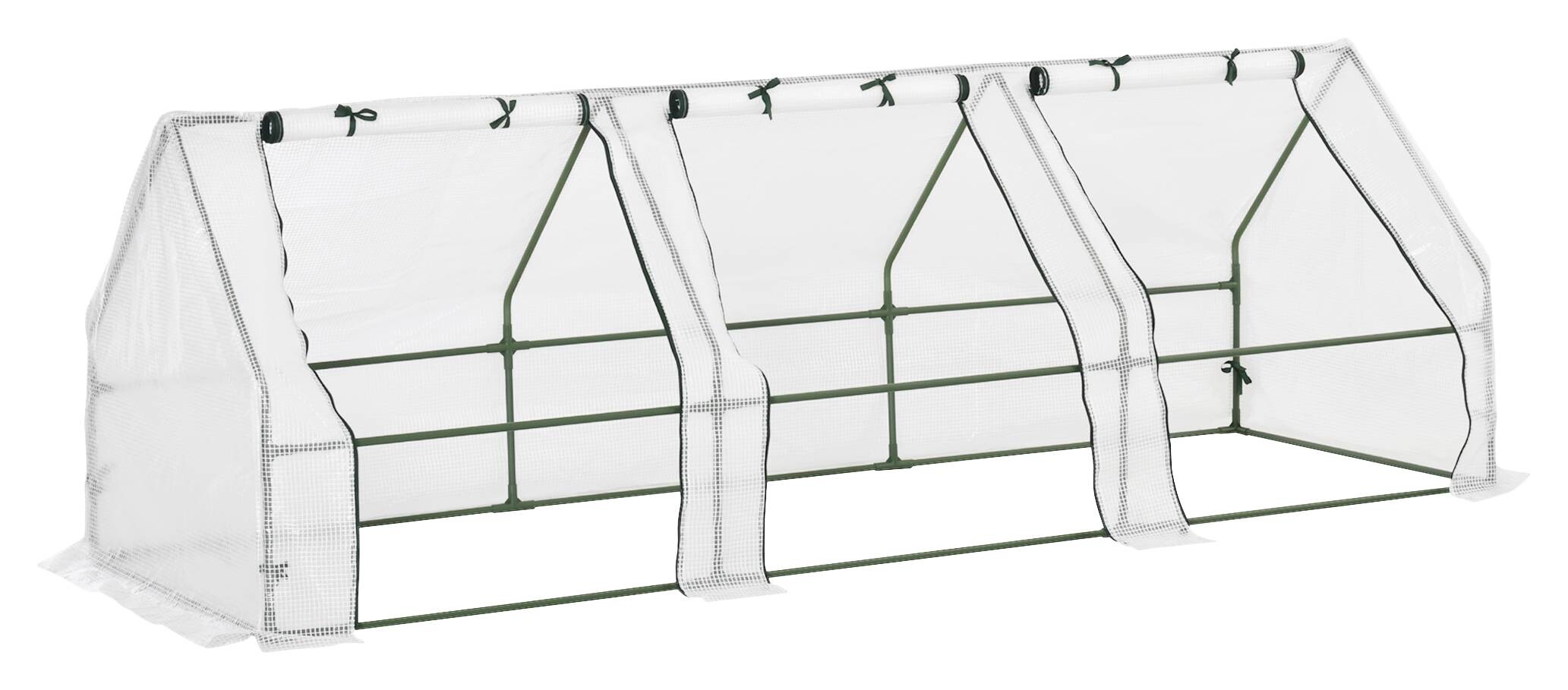 Outsunny Folientunnel mit 3 Türen B/H/L: ca. 90x90x270 cm