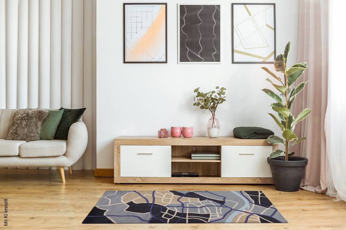 Arte Espina Kurzflorteppich Living Mat 35 blau B/L: ca. 64x168 cm
