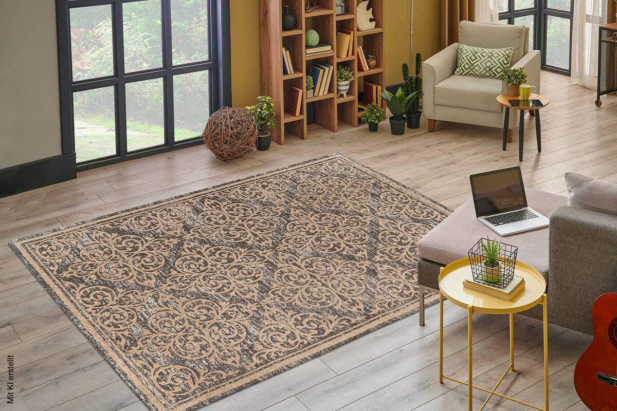 Kayoom Flachflorteppich Davis 125 beige B/H/L: ca. 160x1,2x230 cm