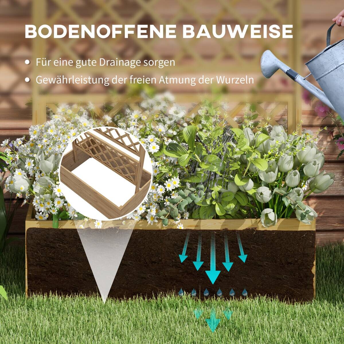 Outsunny Hochbeet natur Holz B/H/L: ca. 55x183x160 cm