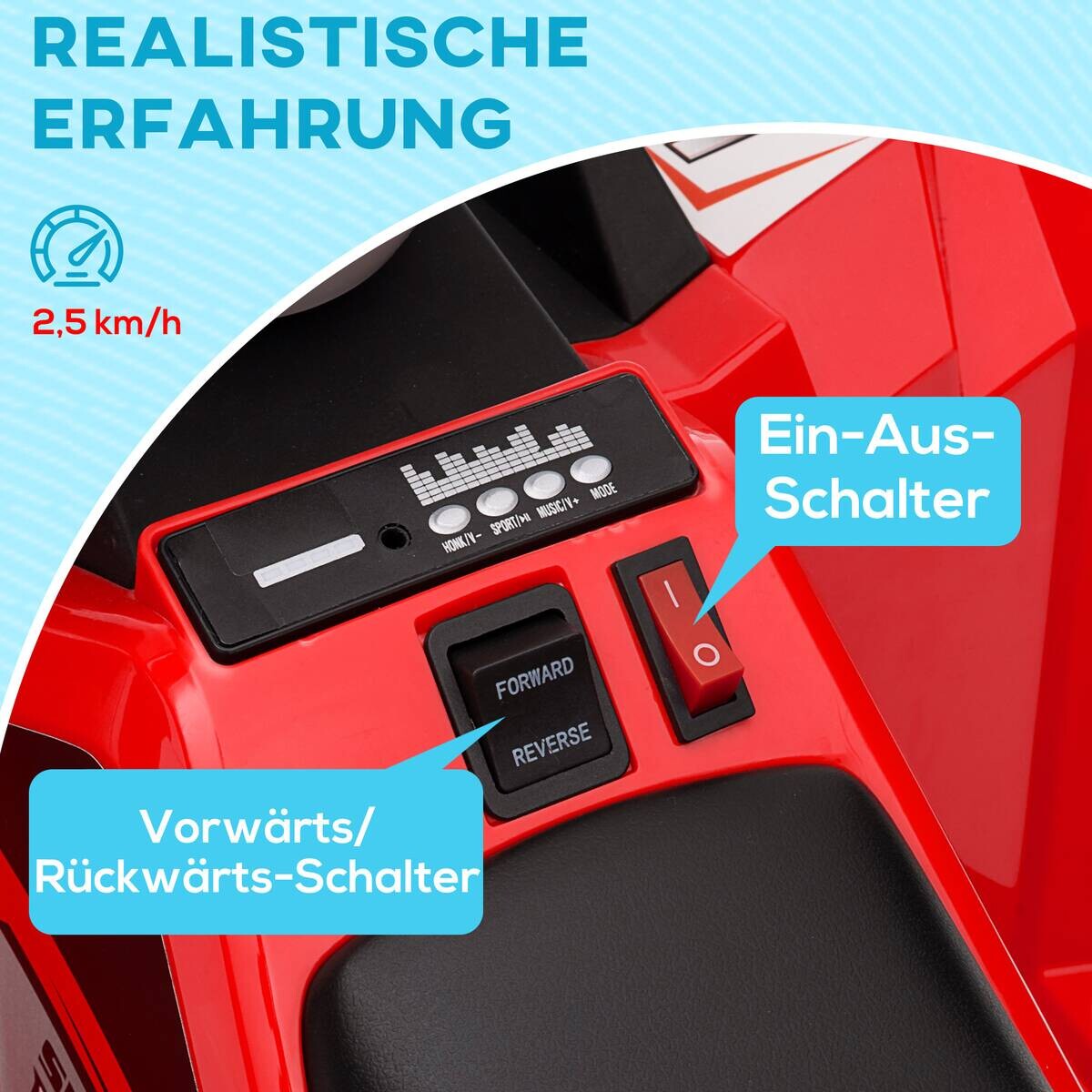 HOMCOM Kinder Elektrofahrzeug schwarz B/H/L: ca. 41,5x48,5x106 cm