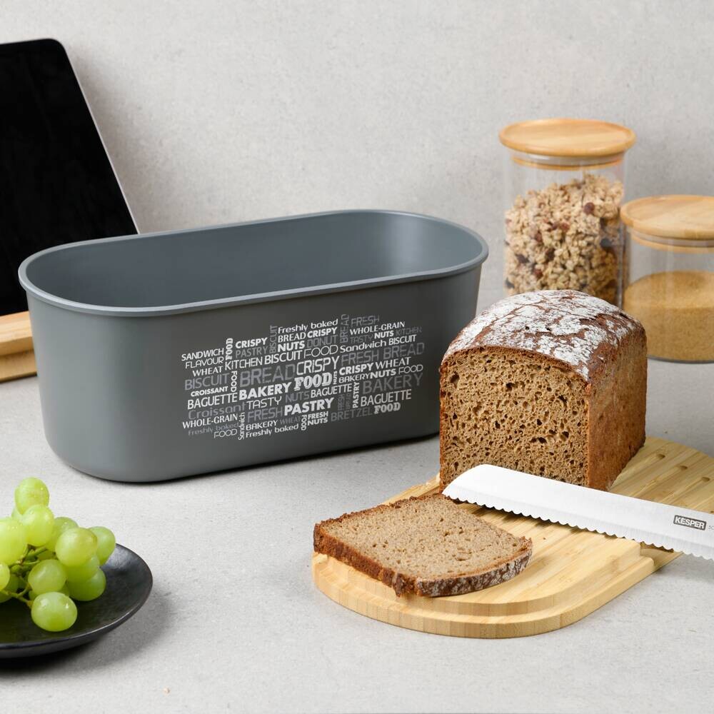 Kesper Brotbox grau Kunststoff B/H/L: ca. 20x14,5x34 cm