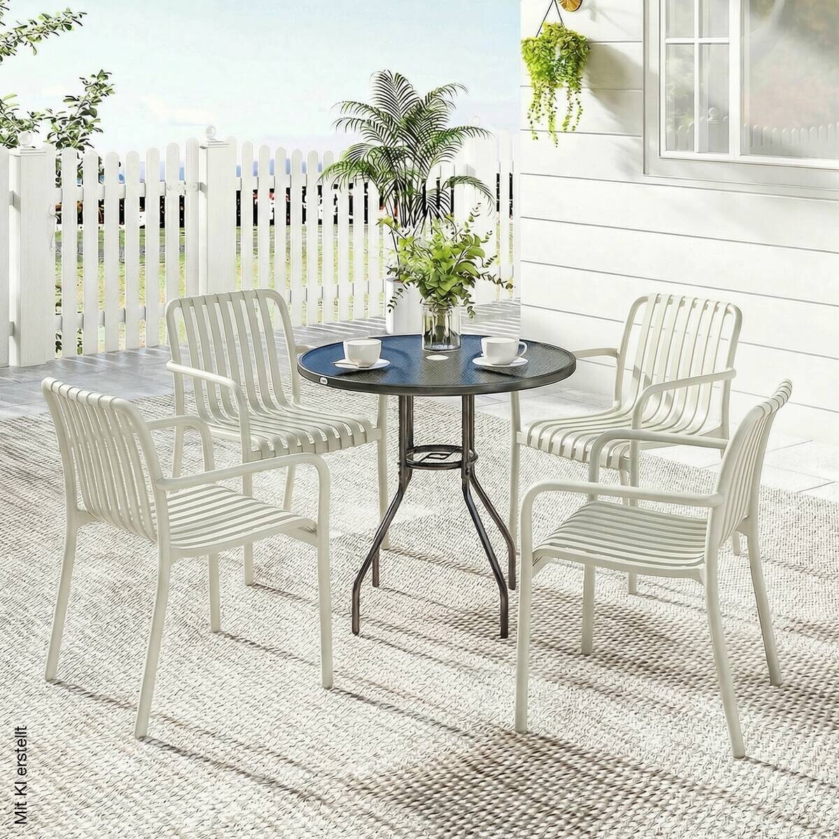 Outsunny Stapelstuhl creme Kunststoff B/H/L: ca. 55x81,5x58,5 cm
