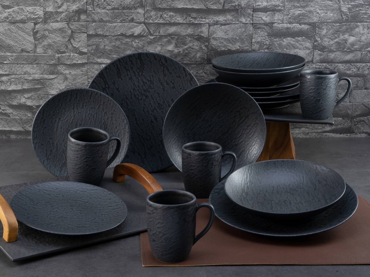 CreaTable Kombiservice Schiefer schwarz Steinzeug 16 tlg.