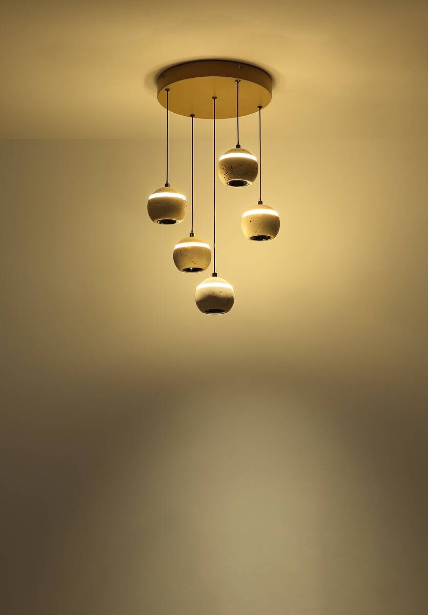 GLOBO LED-Pendelleuchte EVARA sand Metall H/D: ca. 150x37 cm 1 Brennstellen