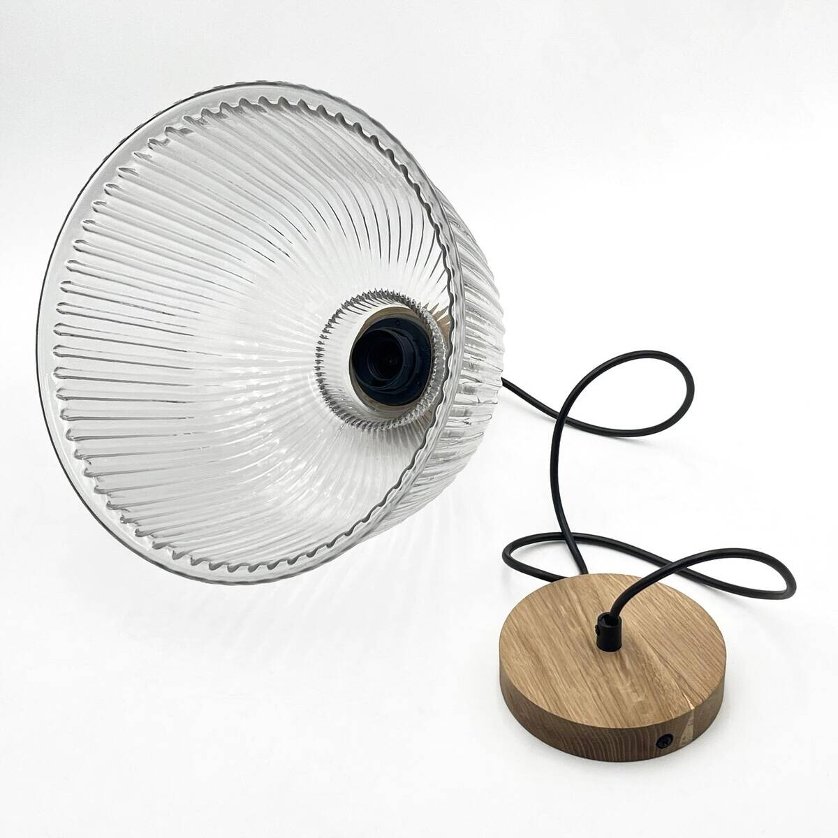 Lamkur Pendelleuchte Eiche Glas B/H/L: ca. 28x120x28 cm E27 1 Brennstellen
