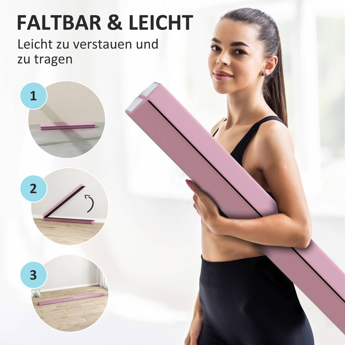SPORTNOW Schwebebalken rosa Kunststoff B/H/L: ca. 15x6,5x236 cm