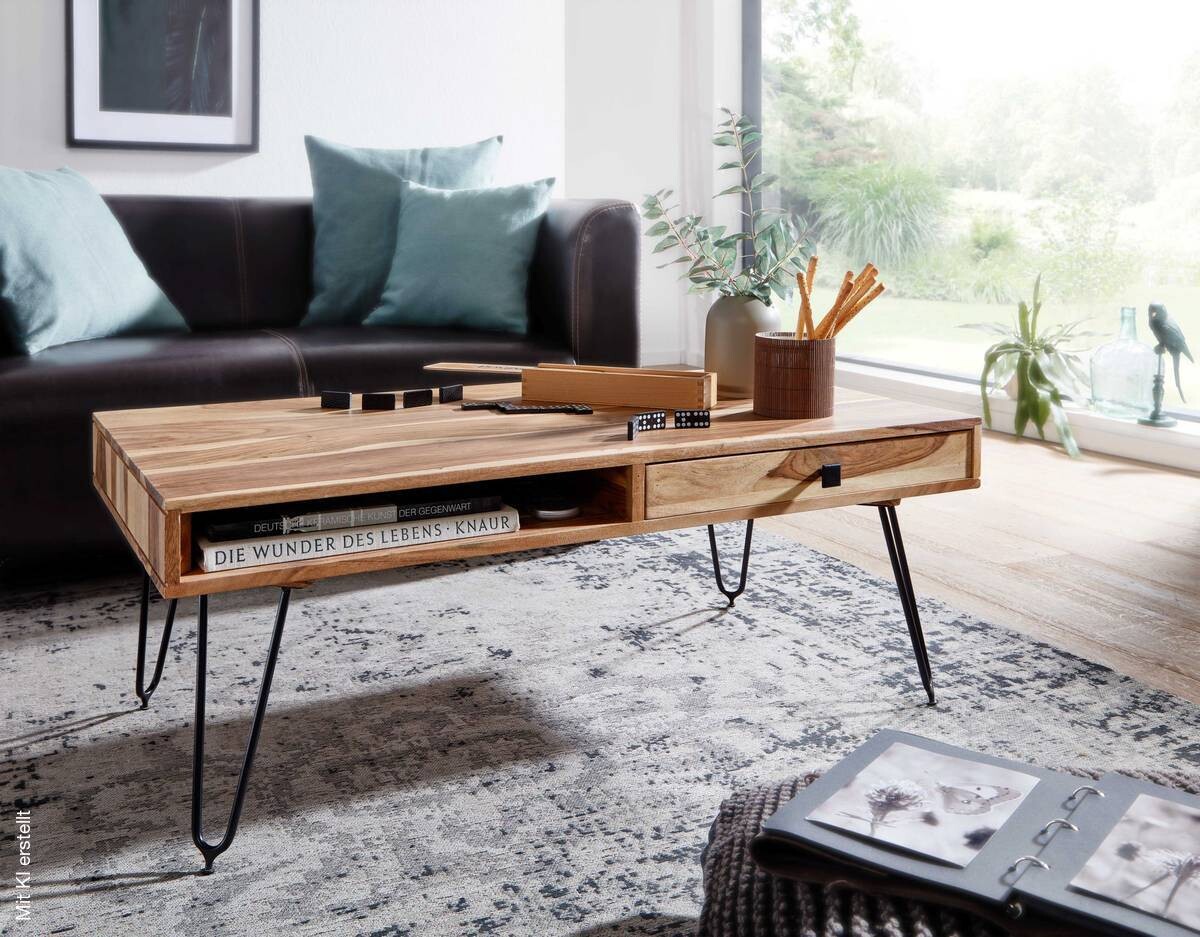 Couchtisch natur schwarz B/H/T: ca. 110x40x60 cm