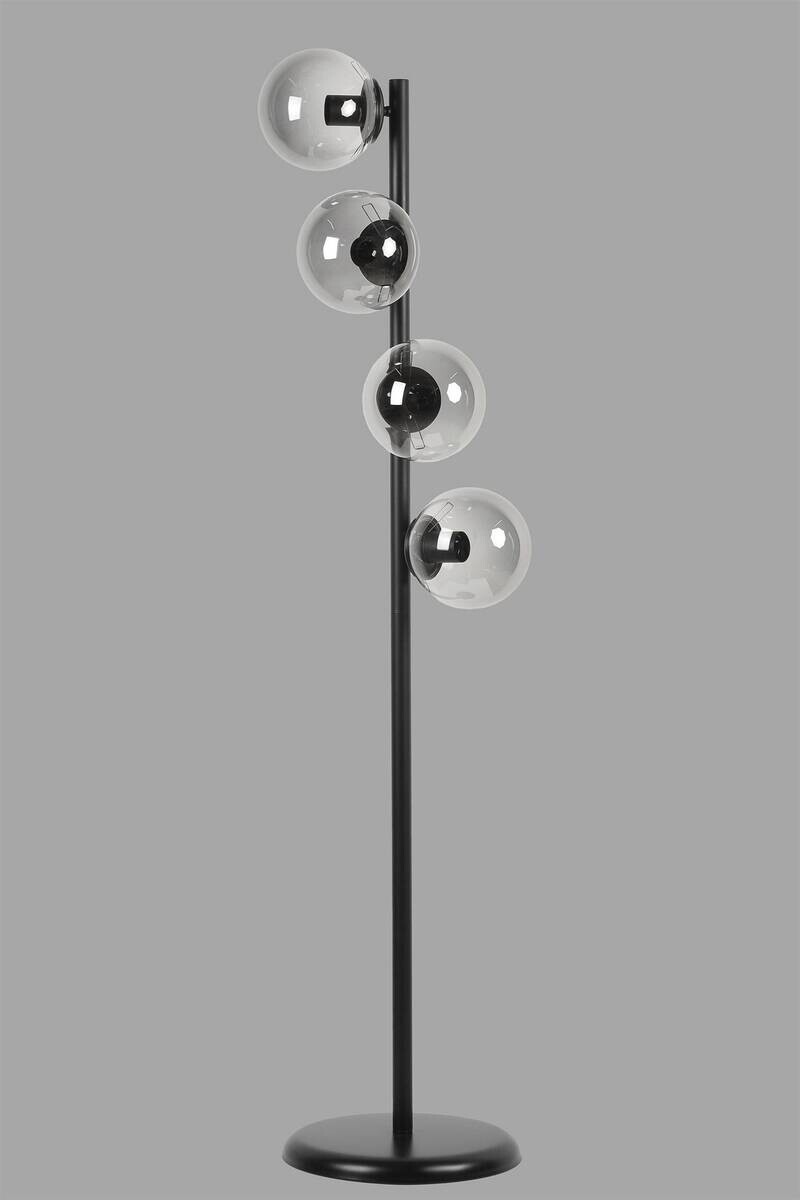 Opviq Stehlampe schwarz Glas Metall B/H/L: ca. 30x137x30 cm E27 4 Brennstellen