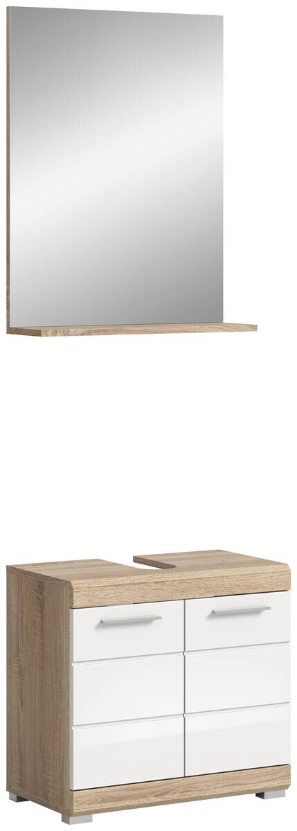 Badezimmer-Set Lambada Eiche Sonoma Nachbildung weiß Hochglanz B/H/T: ca. 60x191x34 cm