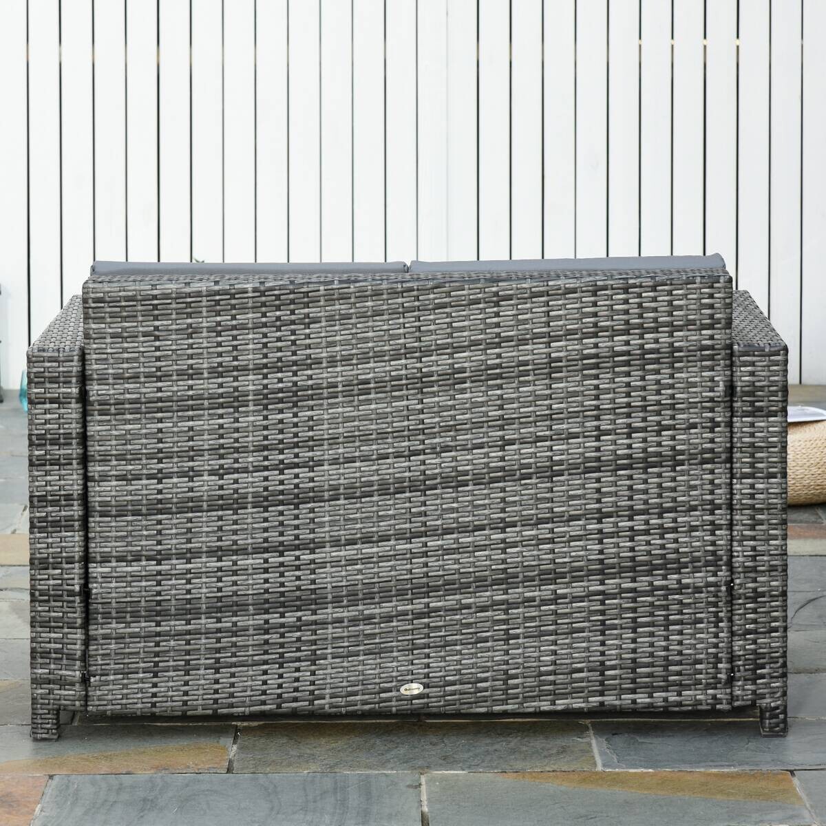 Outsunny Gartensofa grau Polyrattan B/H/L: ca. 70x130x80 cm