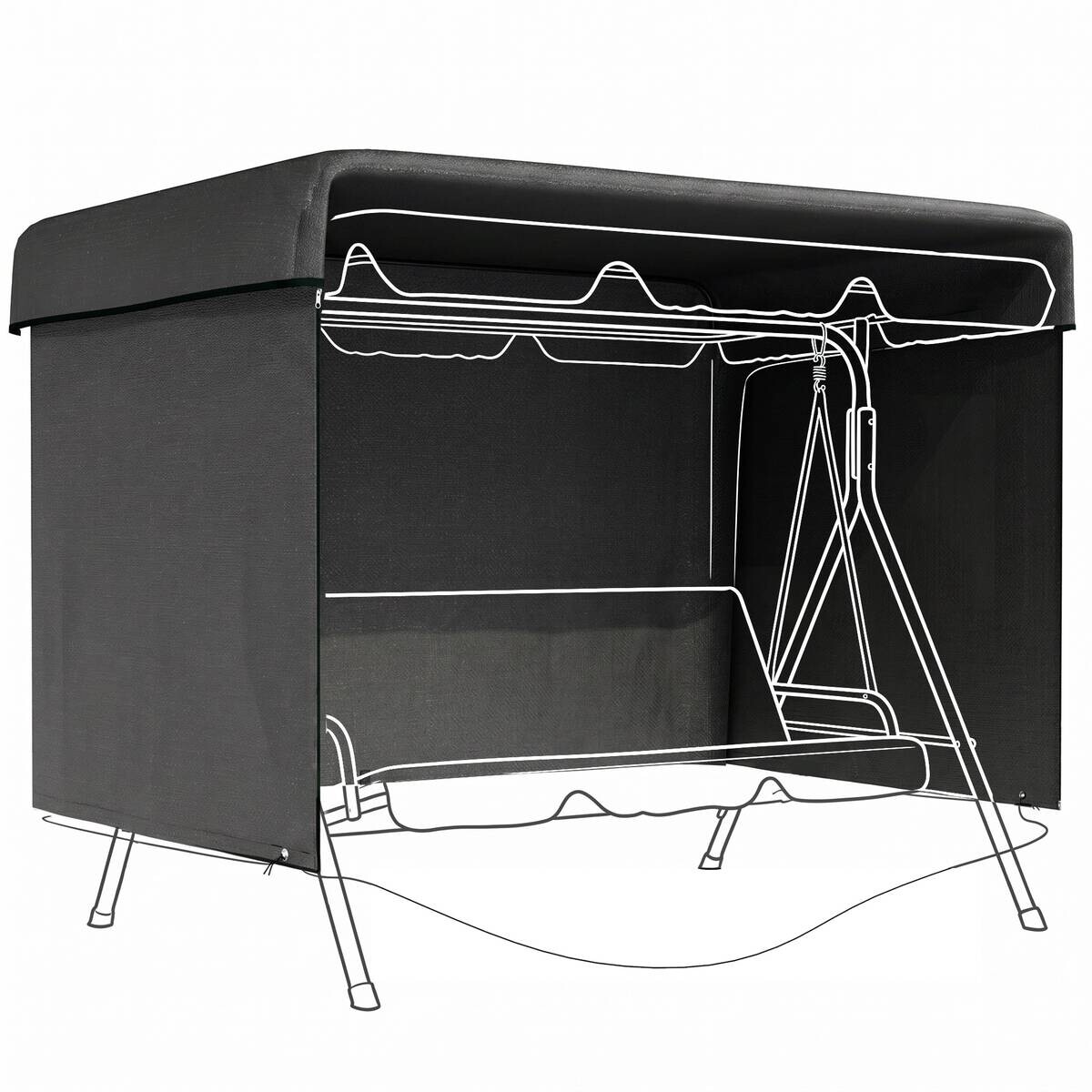 Outsunny Gartenmöbel-Abdeckung schwarz Kunststoff B/H/L: ca. 155x150x215 cm