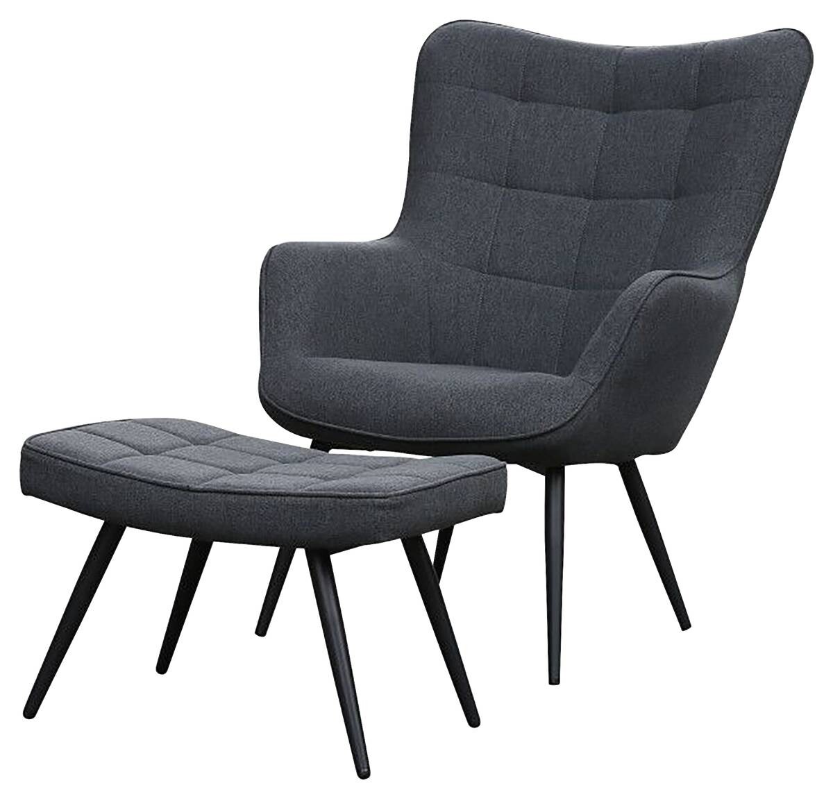 byLIVING Sessel UTA dunkelgrau schwarz Webstoff Metall B/H/T: ca. 72x97x80 cm