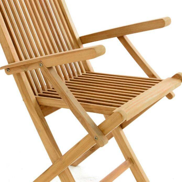 VCM Gartenstuhl 2er Set braun Teakholz B/H/T: ca. 57x89x62 cm